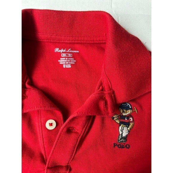Ralph Lauren Polo Bear Romper 9M Red - Picture 3 of 4